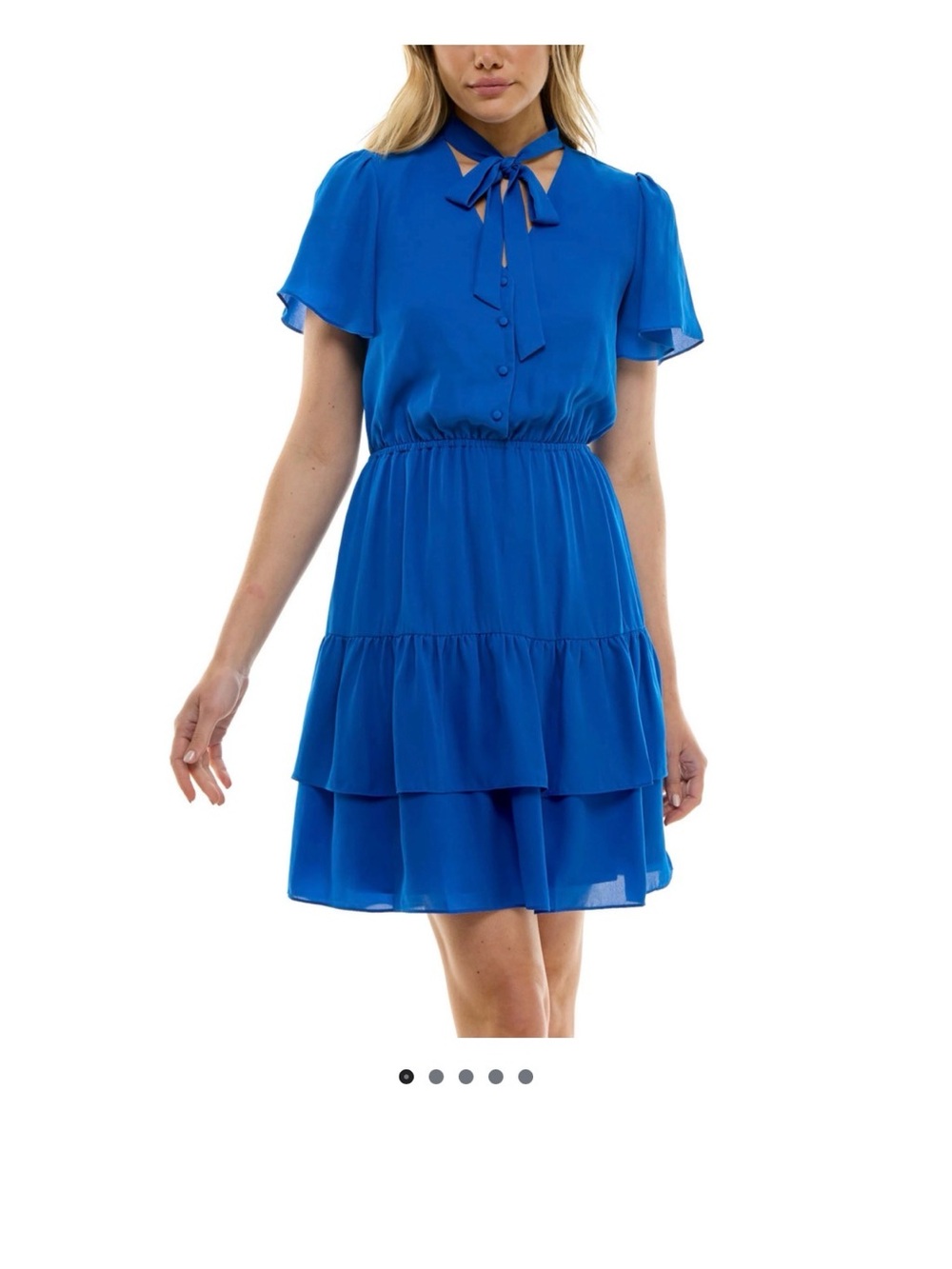 Nanette Women’s Royal Blue Tiered Tie-Neck Dress